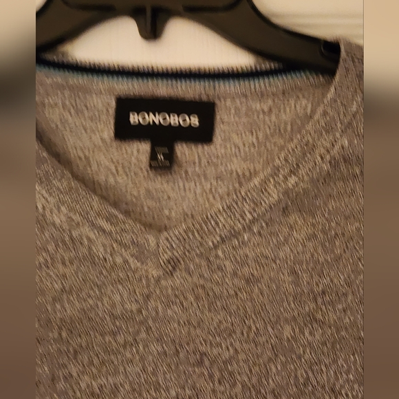 Bonobos Merino wool ribbed V-neck sweater in light gray Size XL- Nwot - Picture 6 of 7